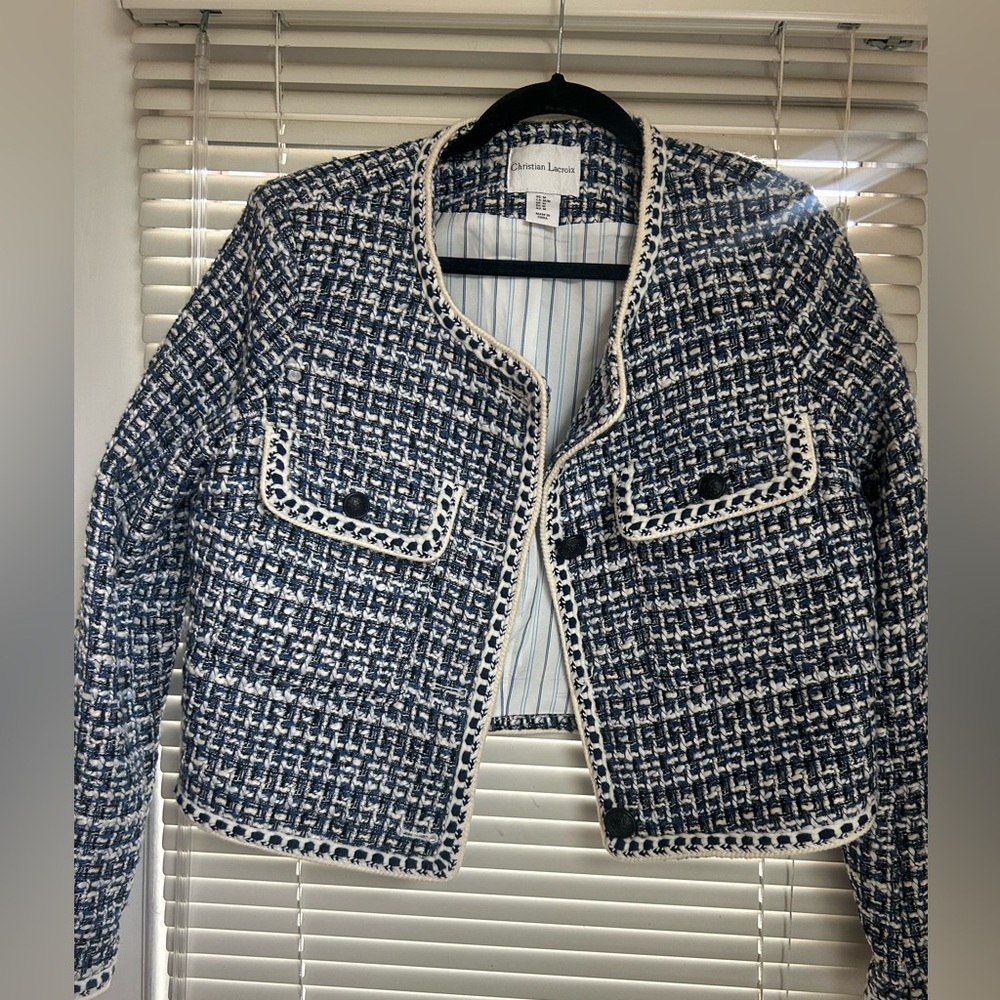 Christian Lacroix Women's Navy Tweed Vintage Blazer